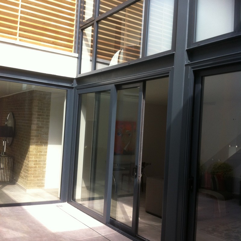 Anthracite aluminium sliding patio doors fitted in Newbury
