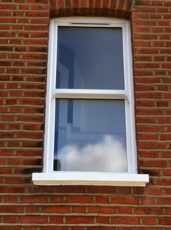 uPVC sash window on Victorian red brick house in Newbury